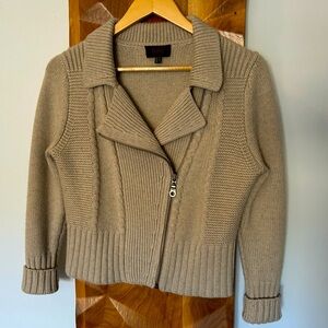 PURE Collection Cream Zipper Cashmere & Lambswool Sweater in Size Small